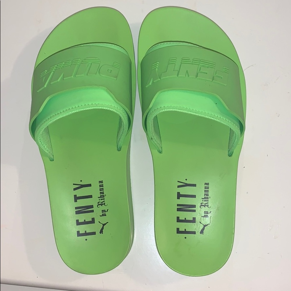Authentic Green Fenty Rihanna rubber slides